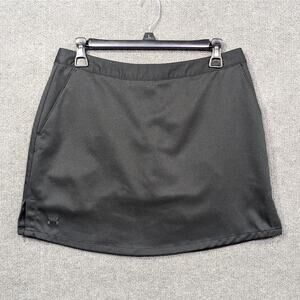 Under Armour Skirt Womens 4 Solid Black Lined Athletic Performance Skort Shorts